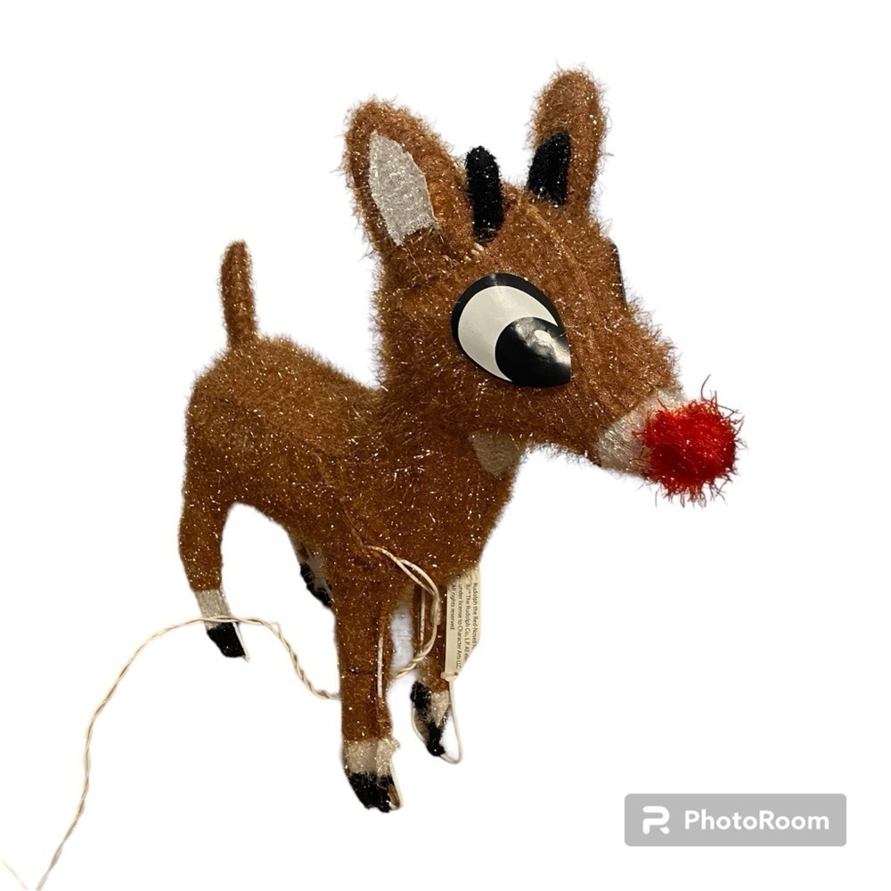 Rudolph 32” Light Up Tinsel Figure Decoration Christmas Reindeer Red Nose